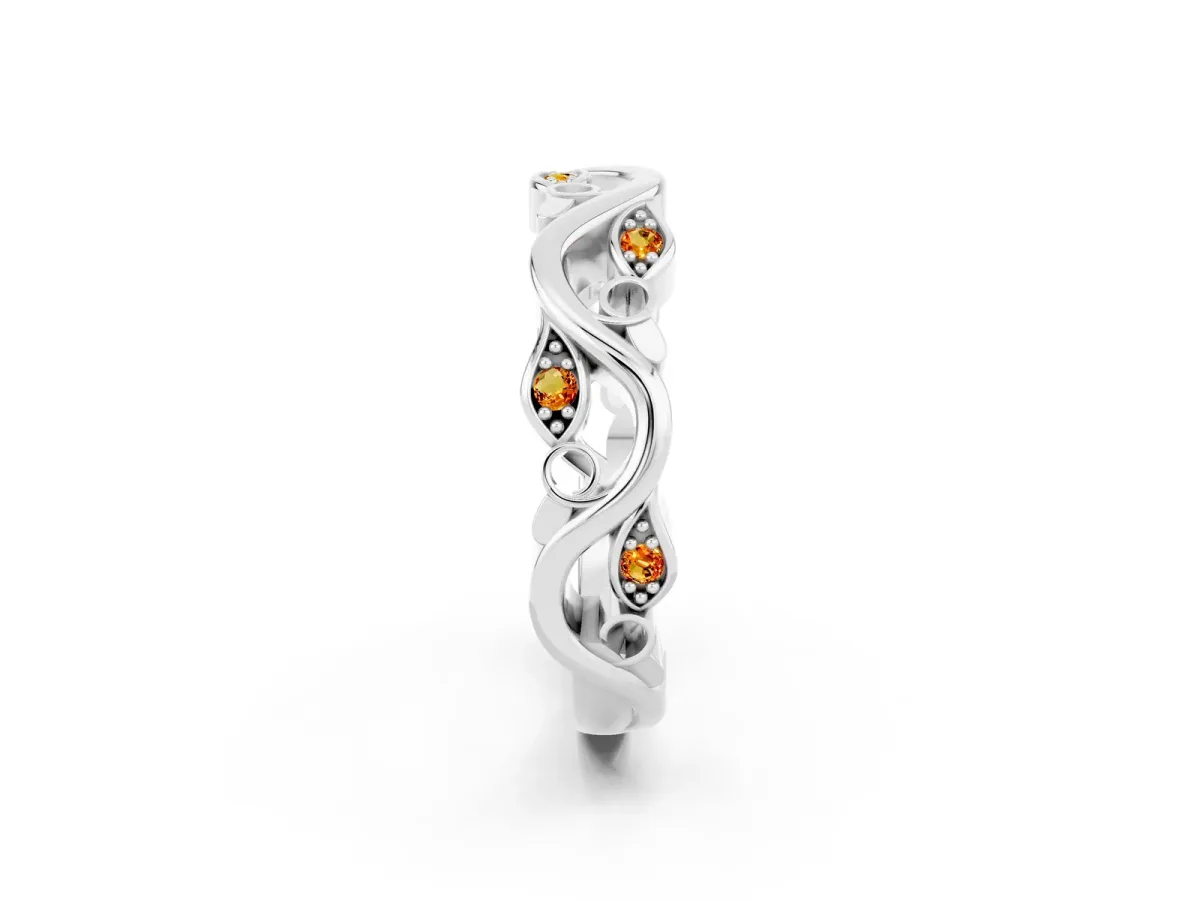 Marquise Citrine Vine Eternity Band with Bezel Setting White gold
