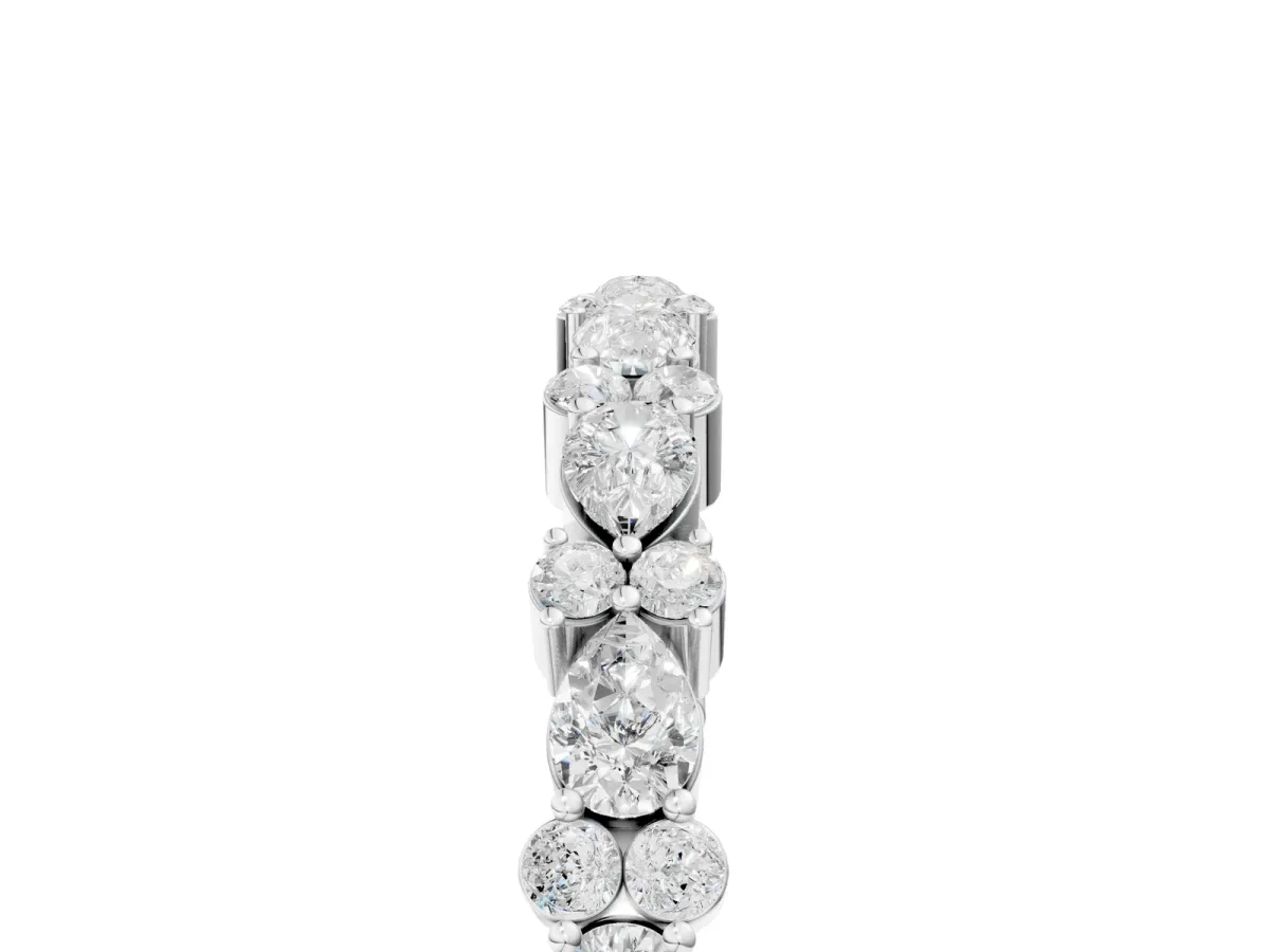Pear and Round Diamond Wedding Band Platinum