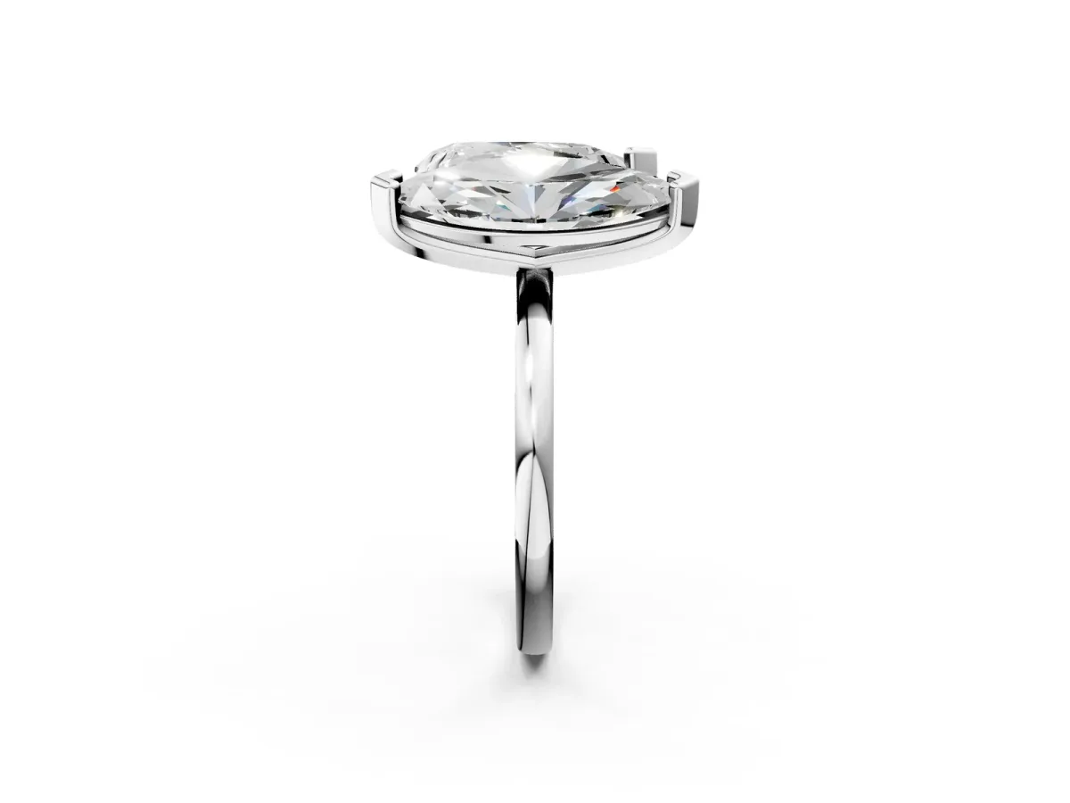 Pear and Marquise Toi Moi Ring with Prong Setting and Plain Band Silver