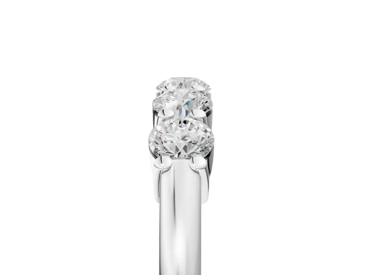 Round Cut Diamond Prong Set Half-Eternity Band Platinum