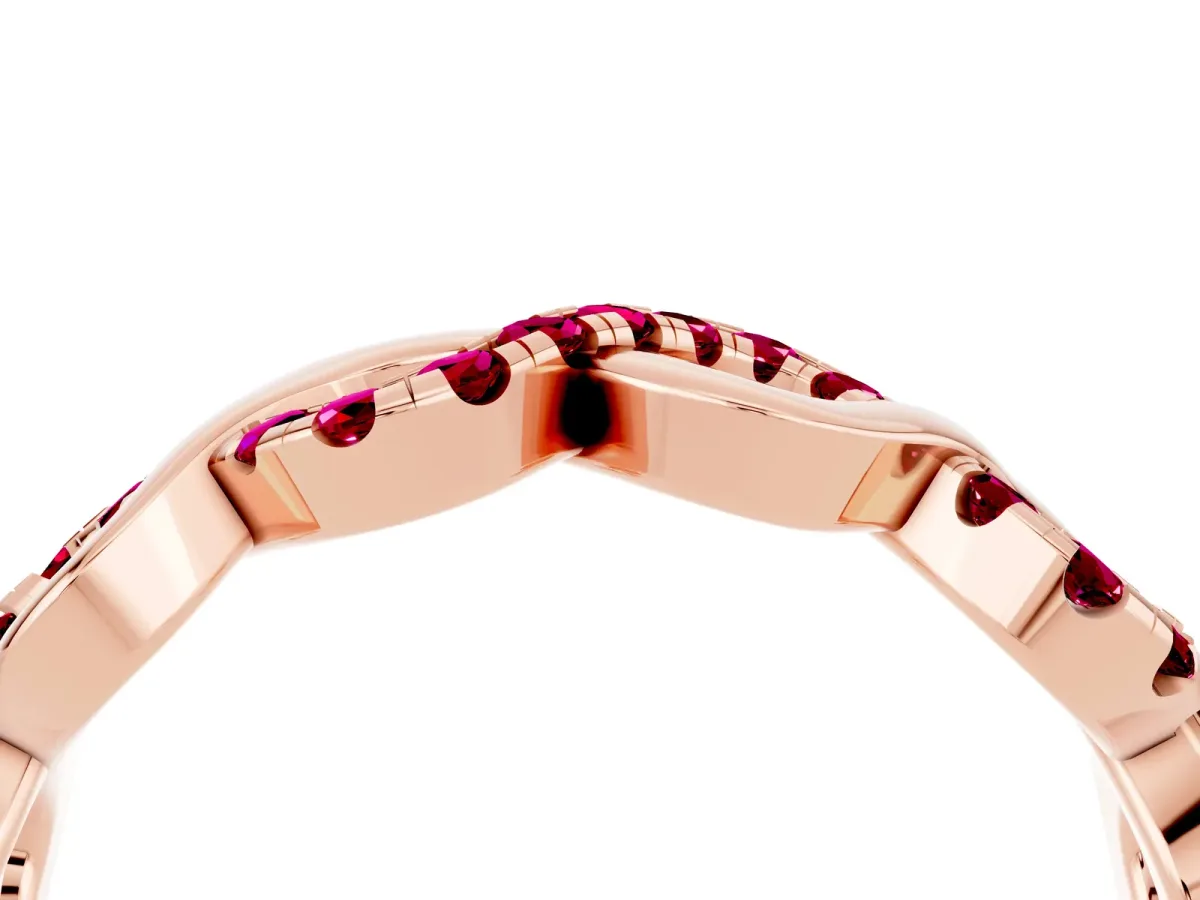 Twist Infinity Round Garnet Band with Pavé Setting Rose gold