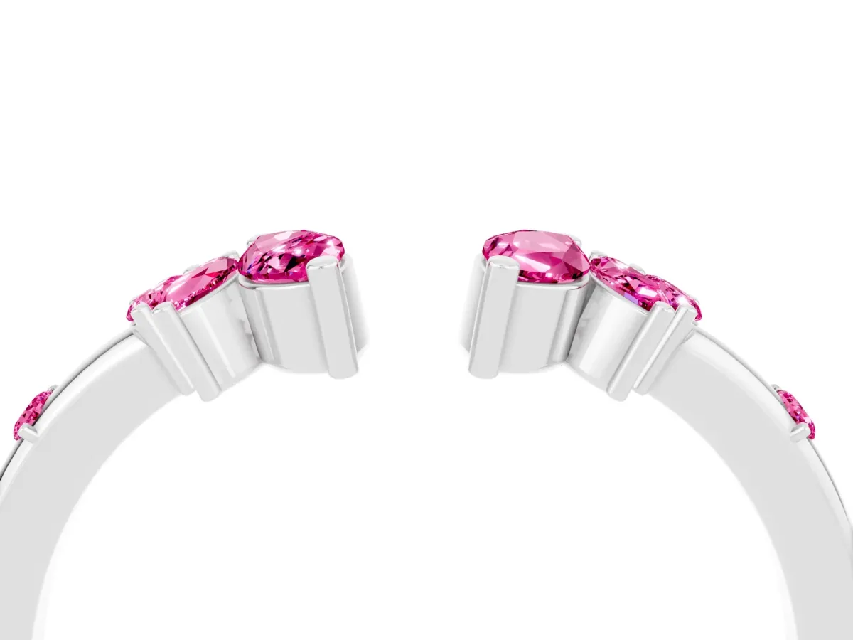 Open Marquise Cluster Pink Sapphire Band with Prong Setting White gold
