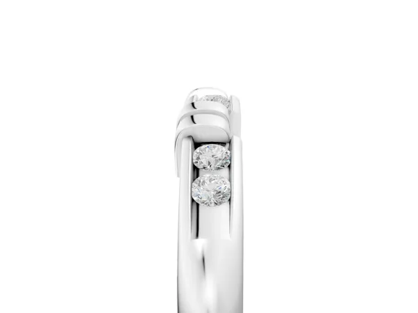 Channel Set Round Diamond Half-Eternity Band with Bar Prong Setting White gold