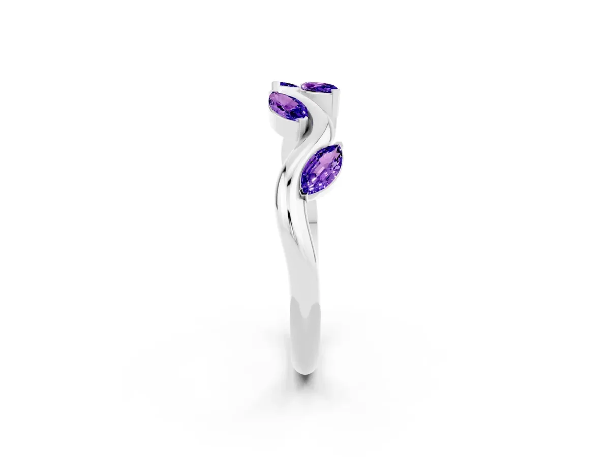 Marquise Tanzanite Twisted Band with Prong Setting Silver