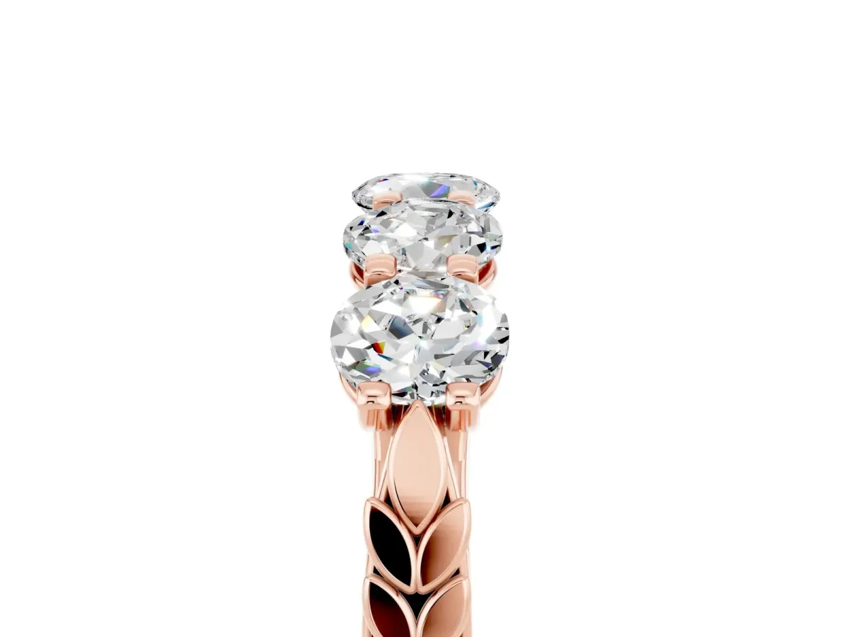 Five-Stone Round Moissanite Prong-Set Band Rose gold