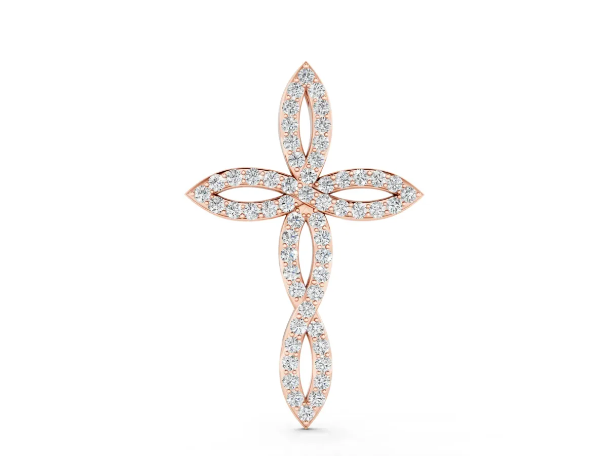 Marquise Diamond Pavé Cross Pendant Rose gold
