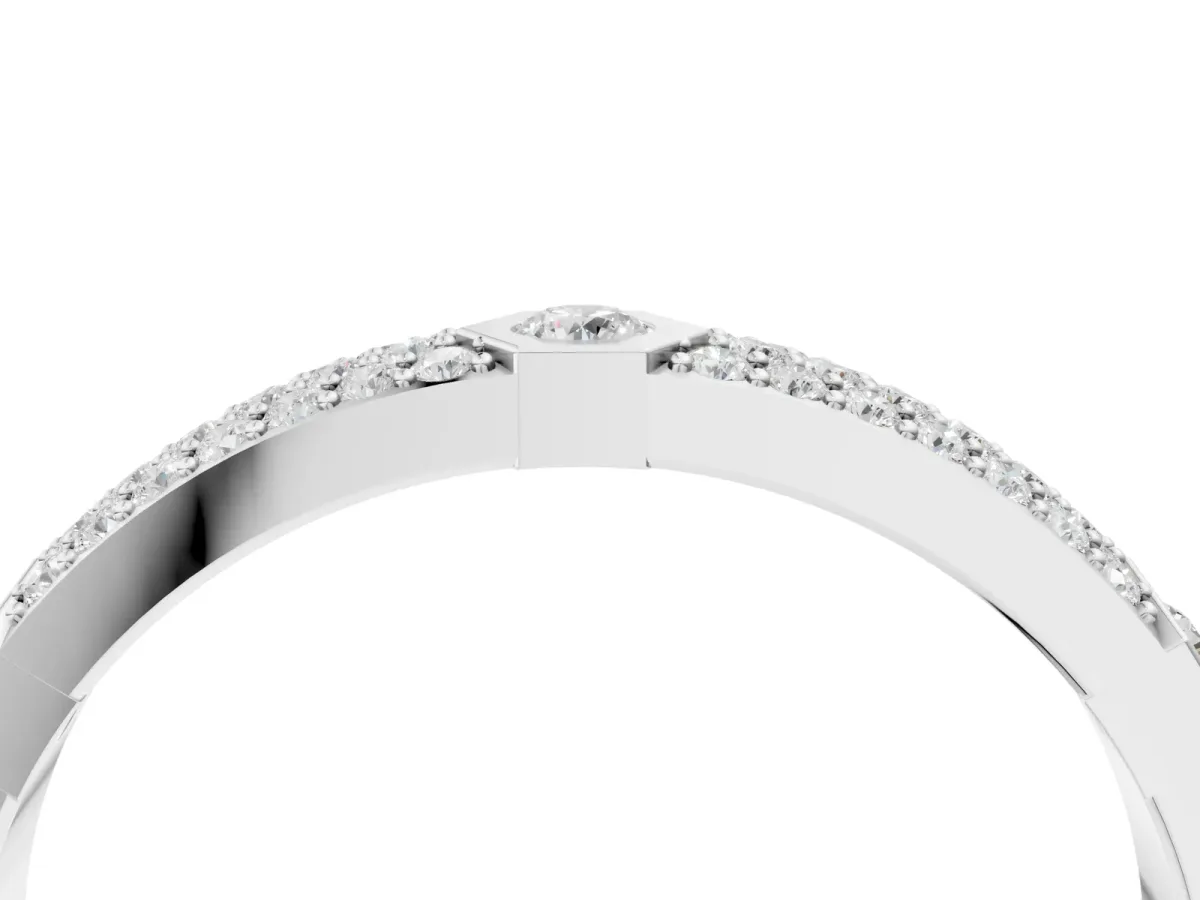 Round Diamond Pavé Promise Ring with Round Diamond Accents Silver