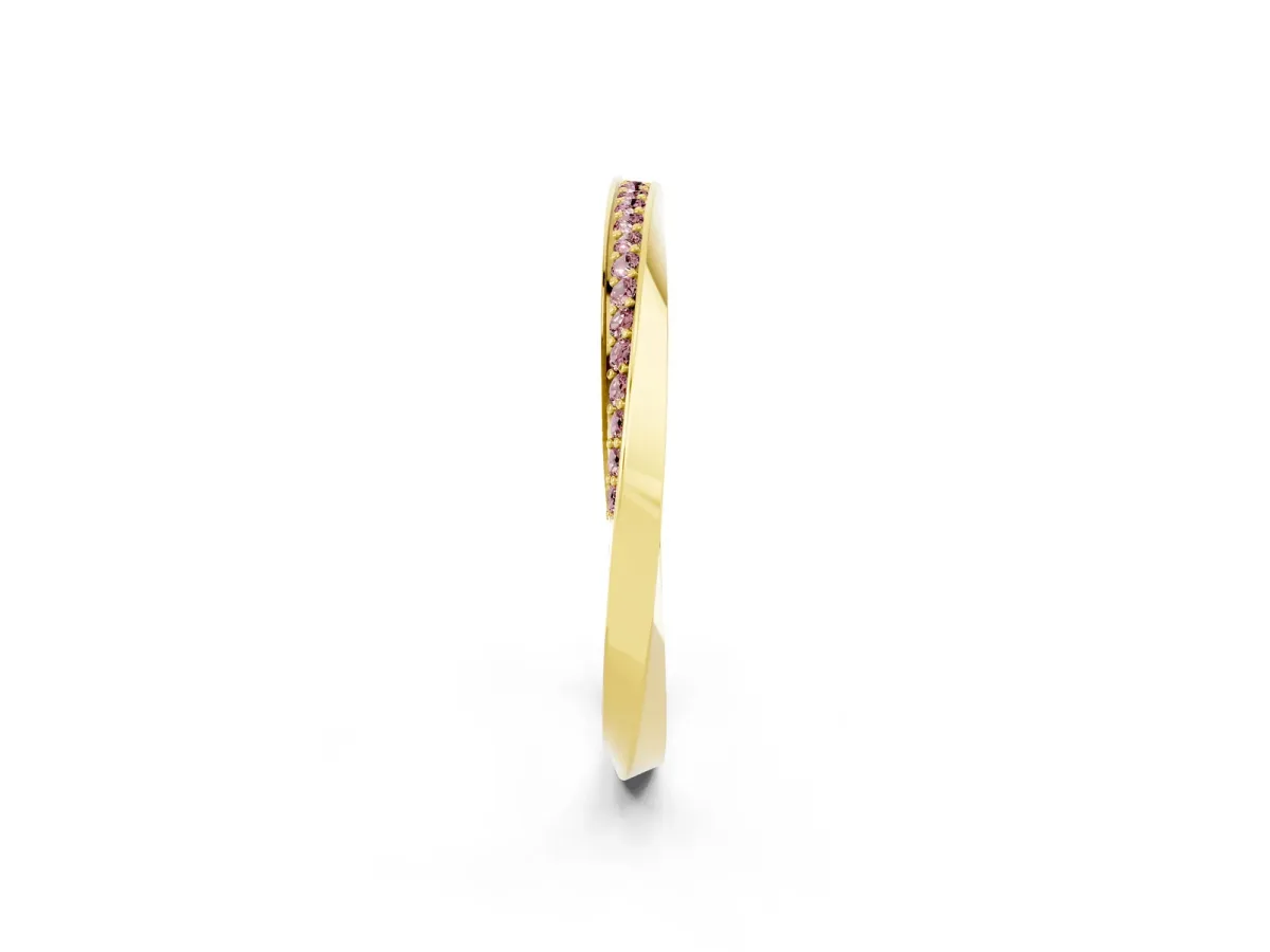 Pavé Round Morganite Twist Band Yellow gold