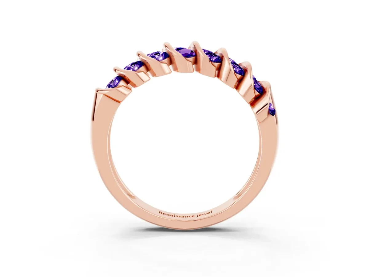 Channel Set Round Tanzanite Multi-Row Band Rose gold