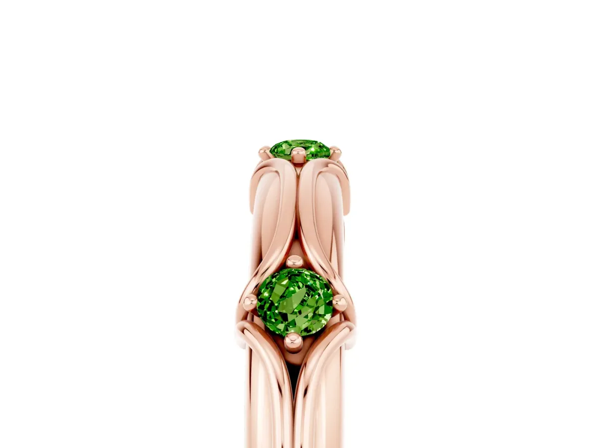 Round Peridot Prong Set Milgrain Eternity Band Rose gold