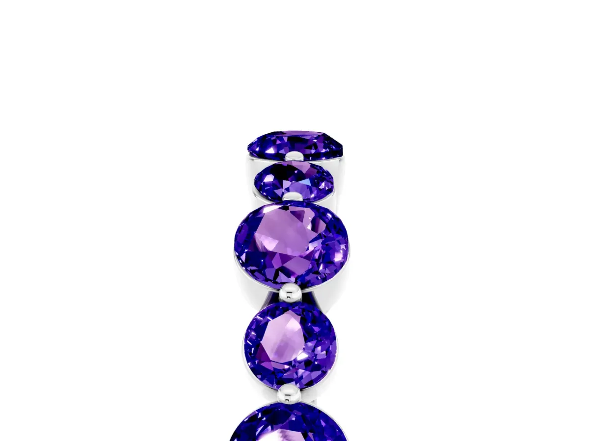 Round Tanzanite Scalloped Prong Set Eternity Band Platinum