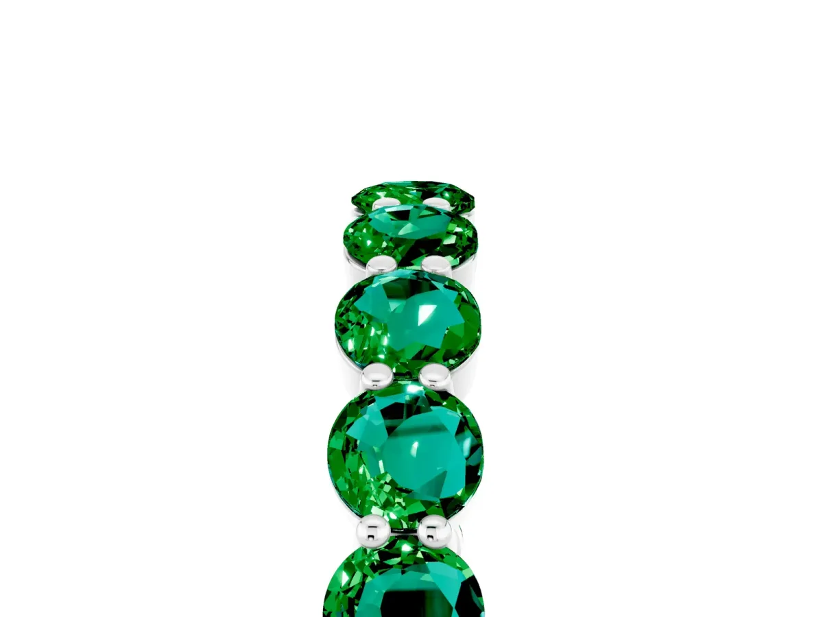 Round Emerald Eternity Band with U-Prong Setting Silver