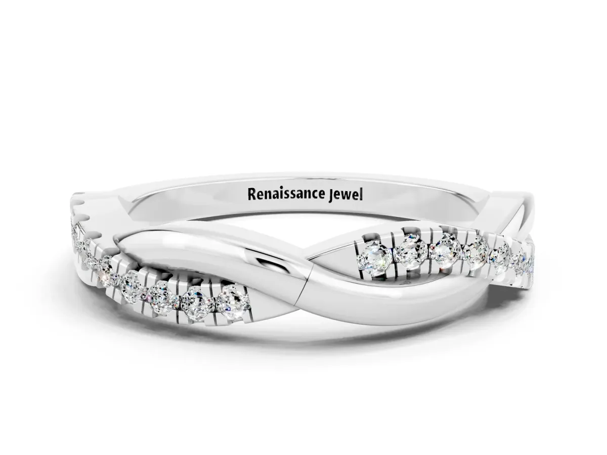 Round Moissanite Twisted Infinity Band with Prong Setting Silver
