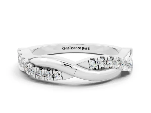 Round Moissanite Twisted Infinity Band with Prong Setting Platinum