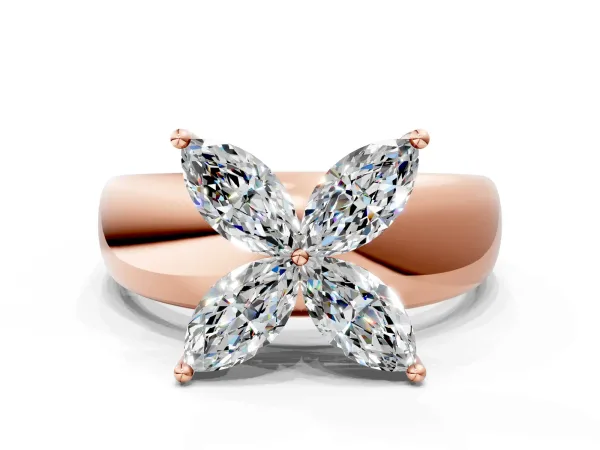 Marquise Diamond Floral Promise Ring Rose gold