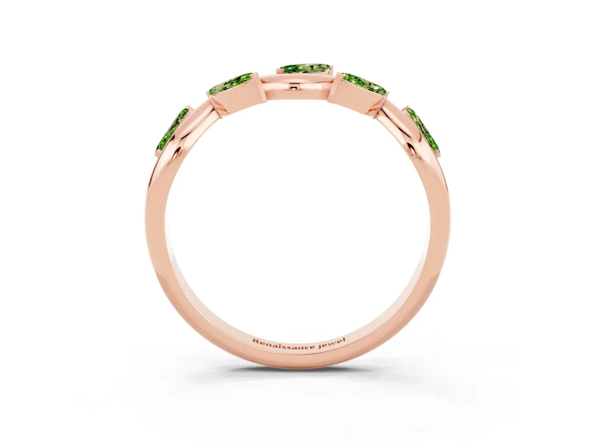 Marquise Peridot Twisted Band with Prong Setting Rose gold