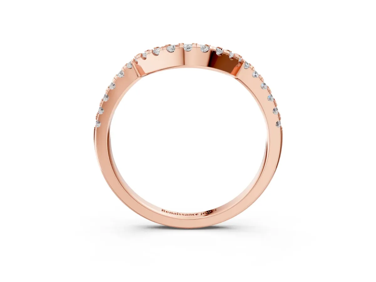 Round Diamond Wavy Eternity Band with Prong Setting Rose gold