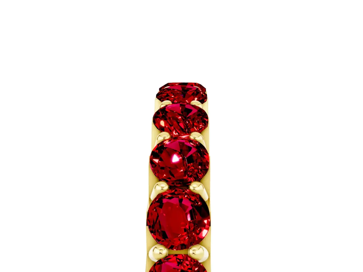 Round Ruby Half Eternity Band with Classic Prong Setting Yellow gold