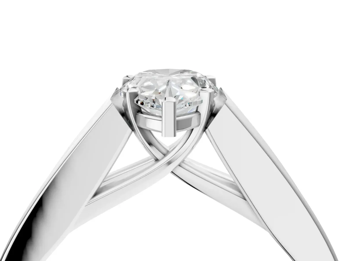 Pear Cut Cut Channel Set Solitaire Ring with Four-Prong Setting Platinum