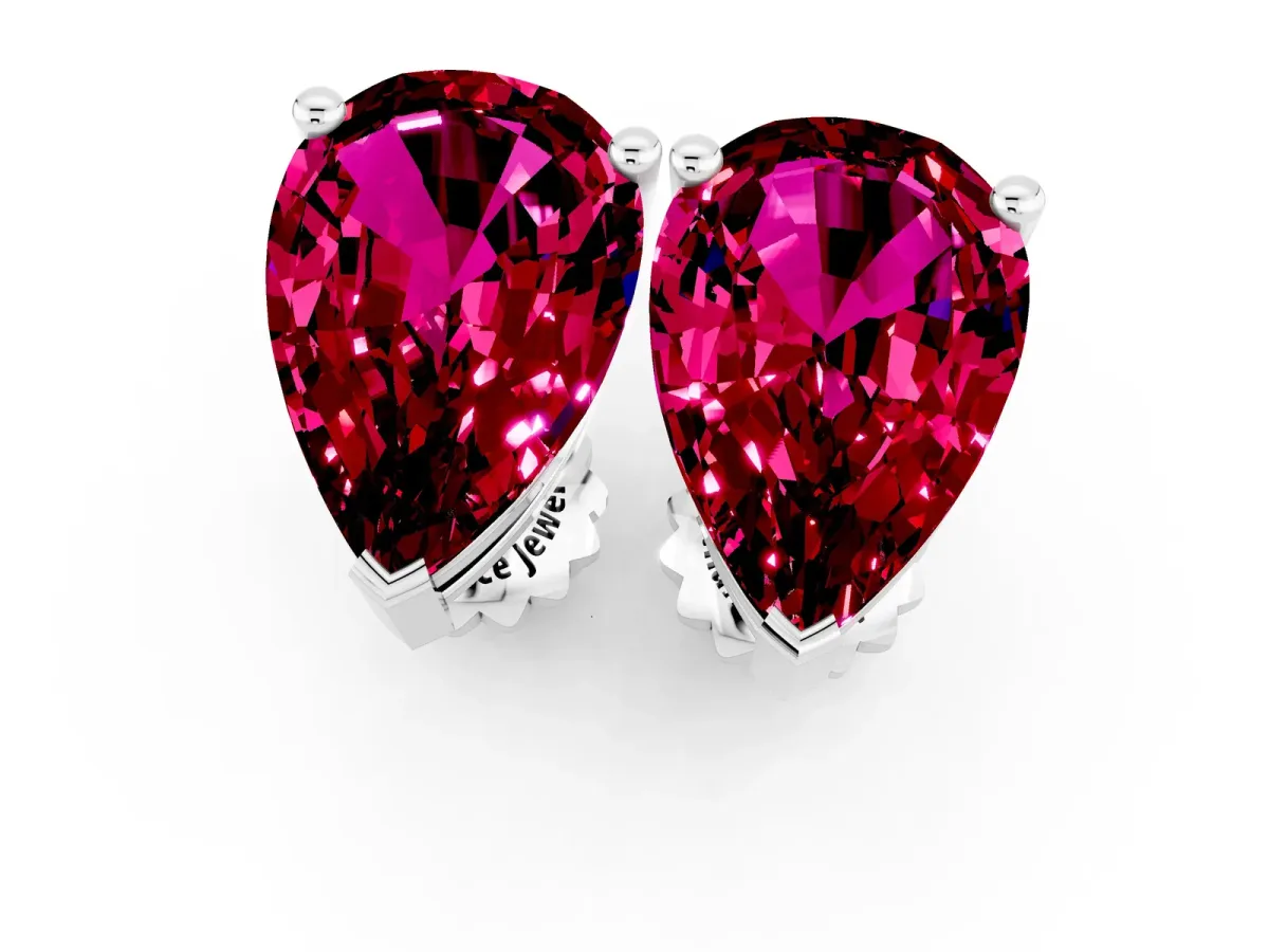 Pear Cut Garnet Stud Earrings Silver