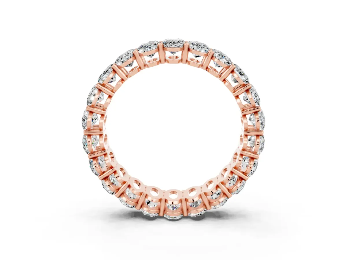 Oval Cut Moissanite Eternity Band with Shared Prong Setting Rose gold