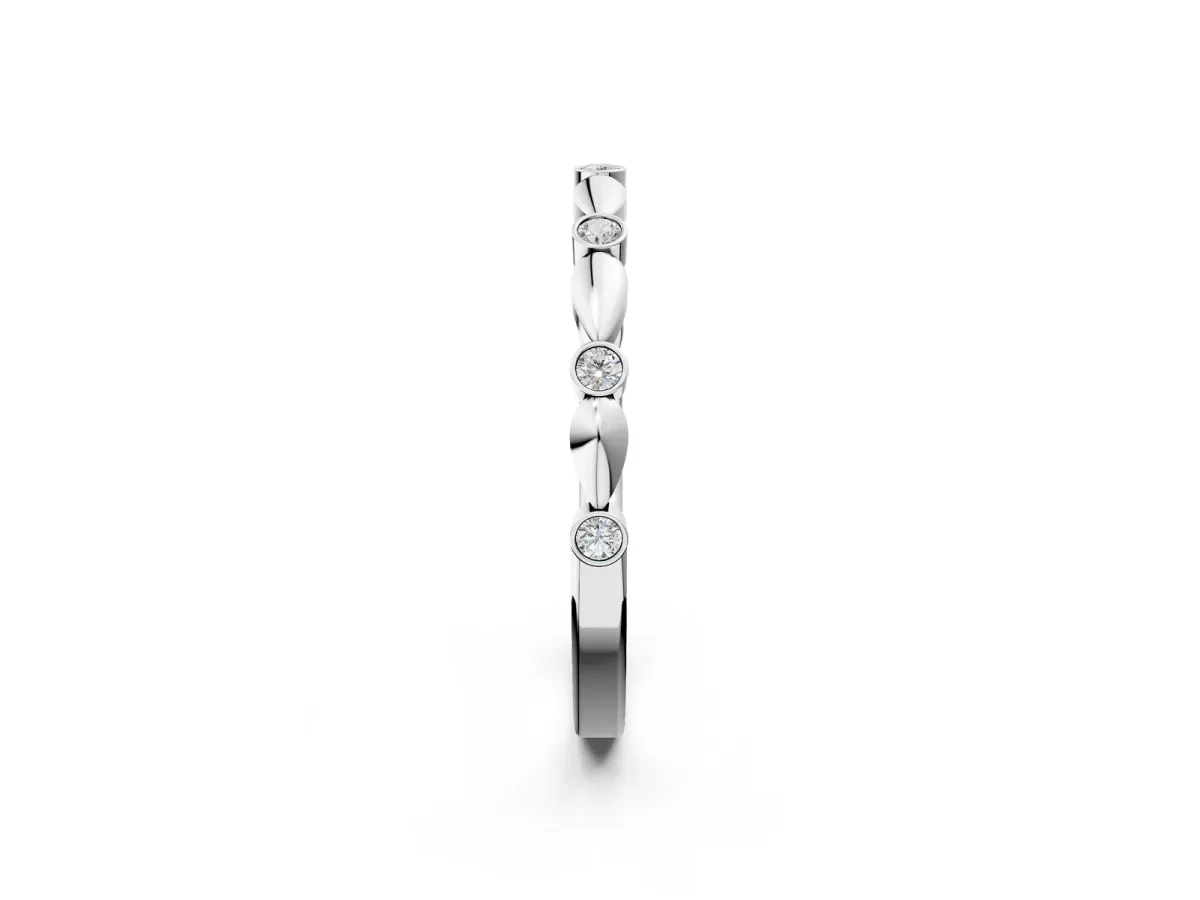 Bezel-Set Round Diamond Marquise Eternity Band Silver