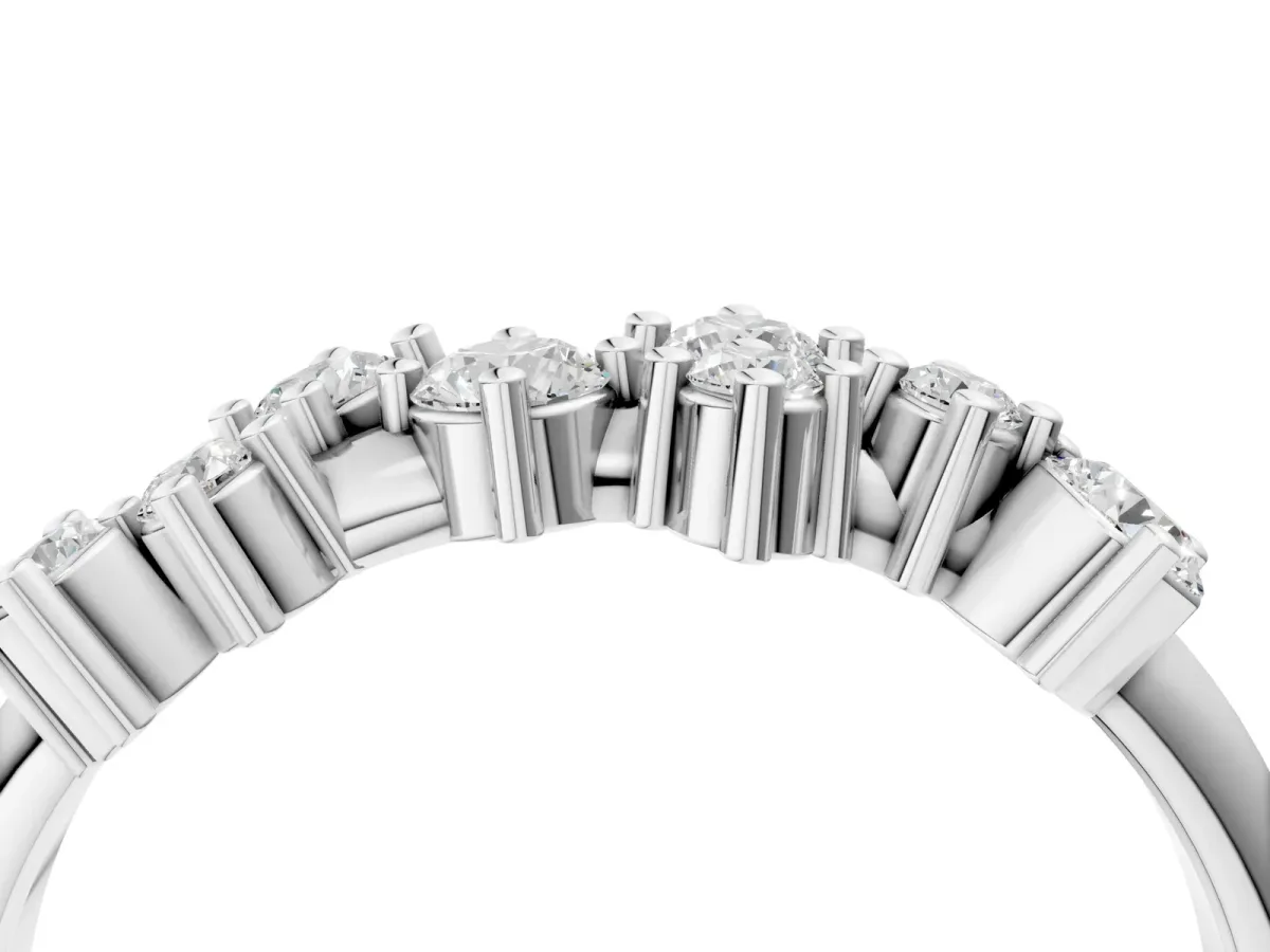 Cluster Diamond Round Cut White Gold Band with Prong Setting White gold