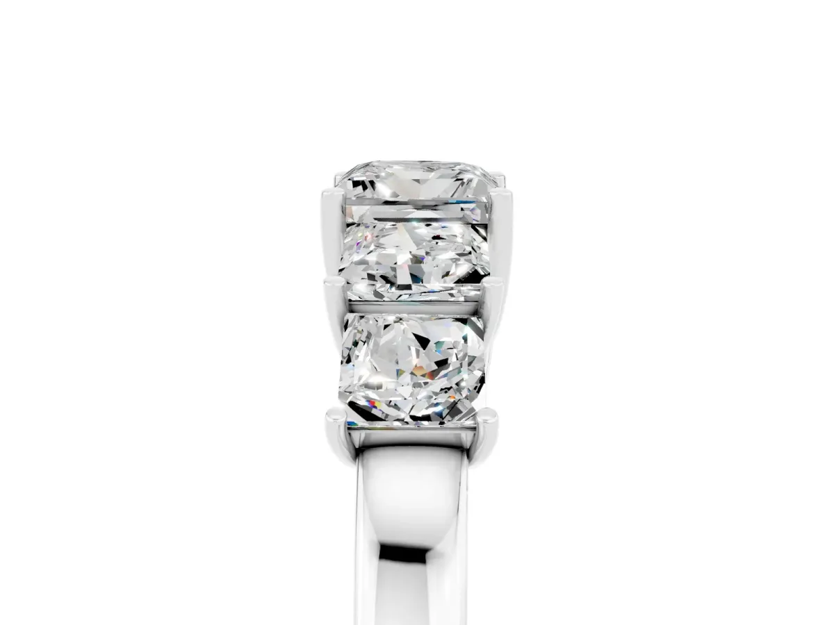 Princess Cut Five-Stone Moissanite Ring with Classic Prong Setting White gold
