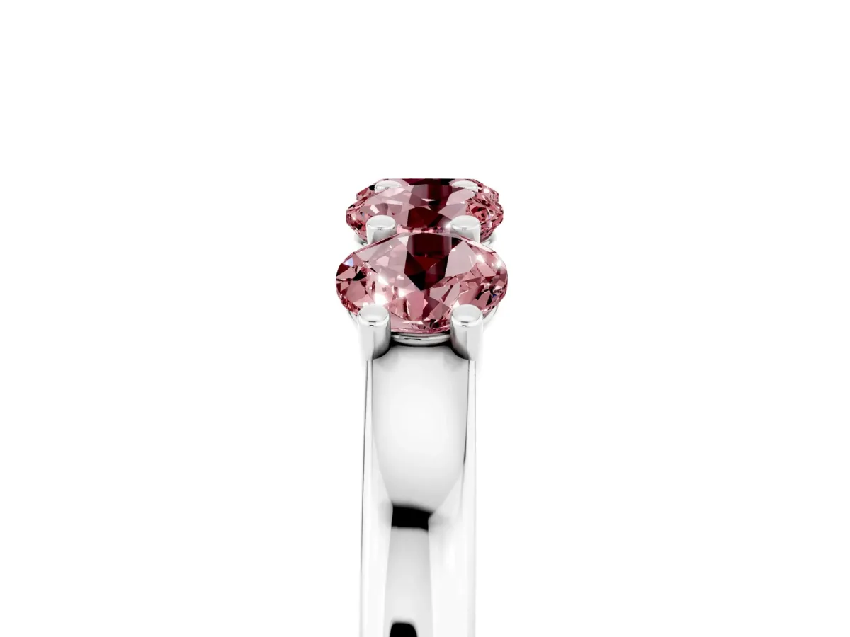 Four-Stone Round Morganite Prong-Set Band Silver