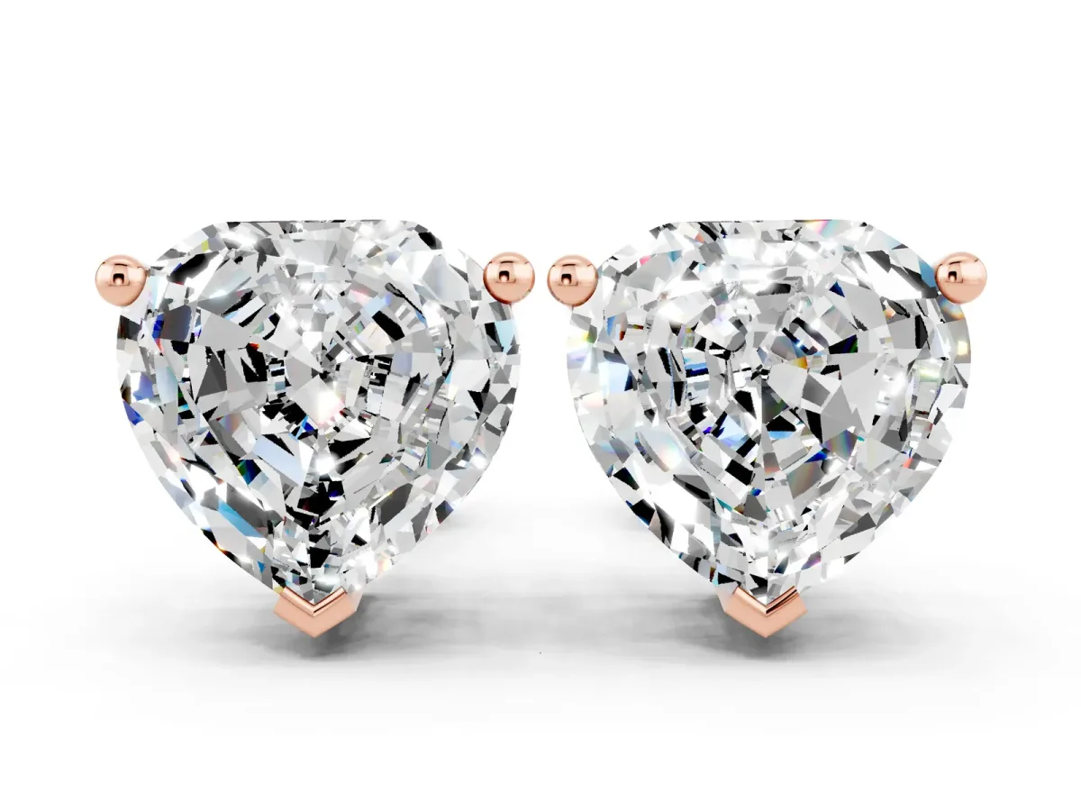 Heart Cut Moissanite Stud Earrings Rose gold