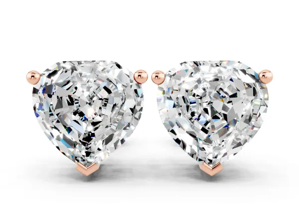 Heart Cut Moissanite Stud Earrings Rose gold