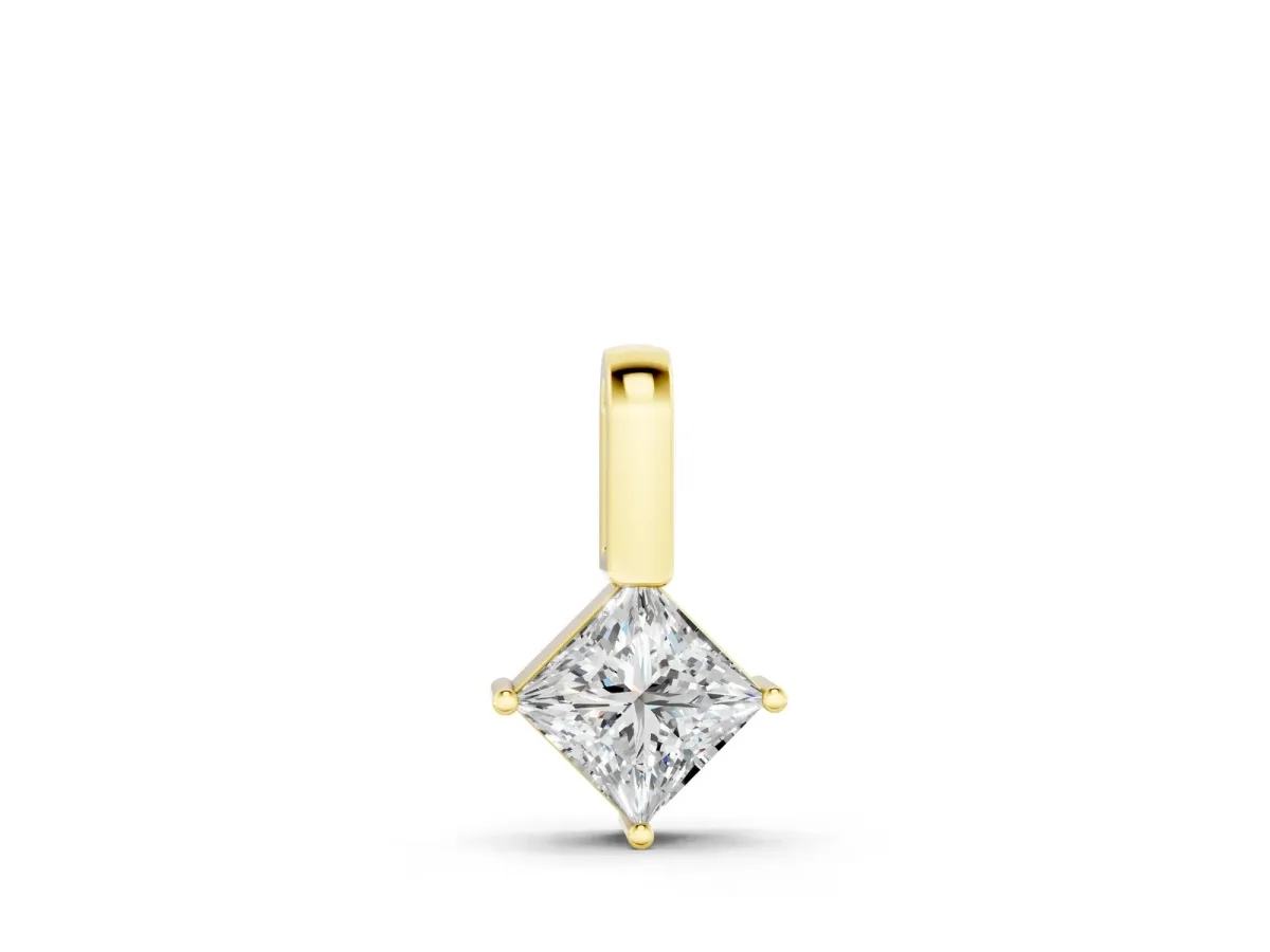 Princess Cut Bezel Set Diamond Pendant Yellow gold