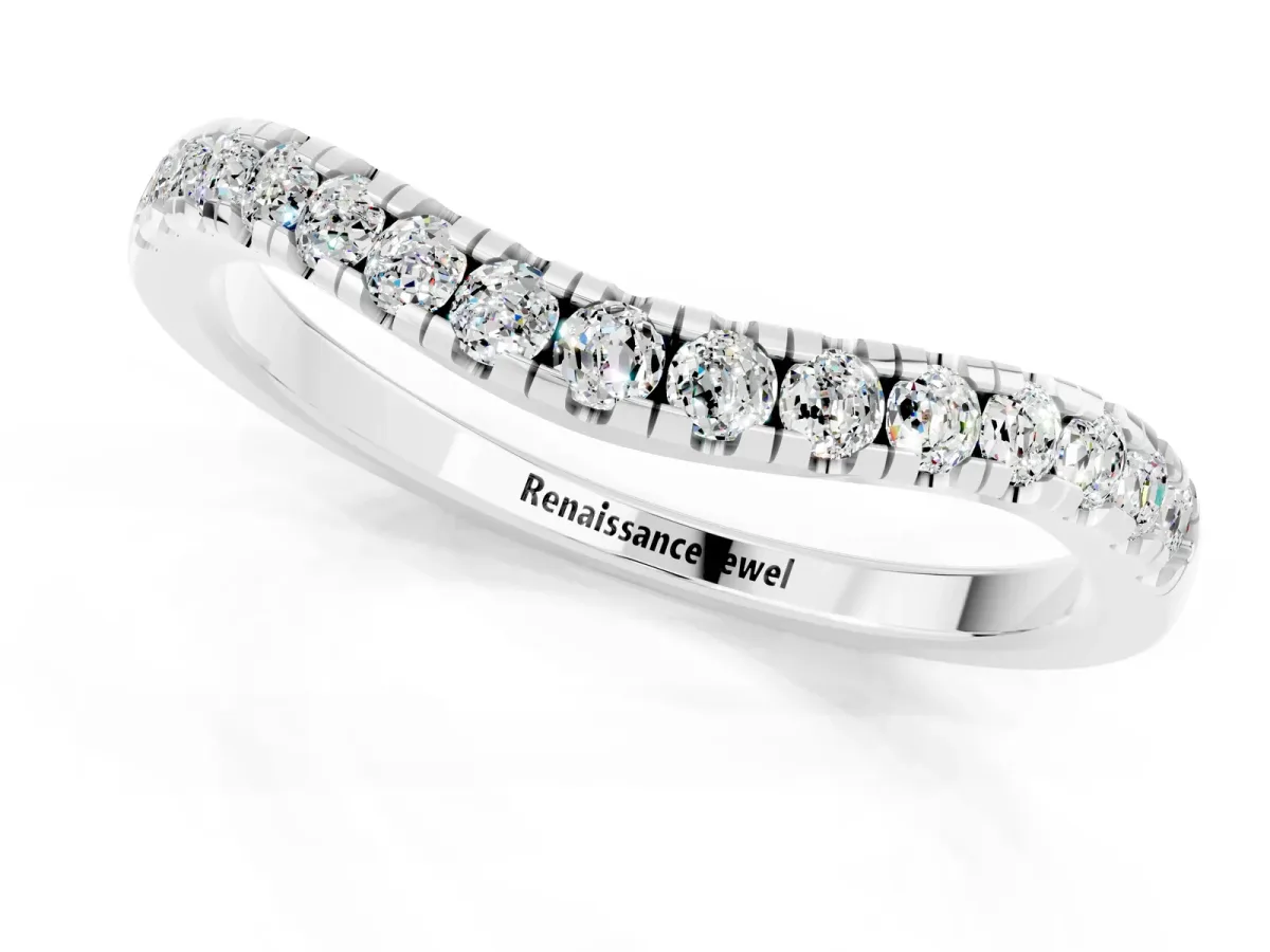 Moissanite Pavé Curved Wedding Band White gold