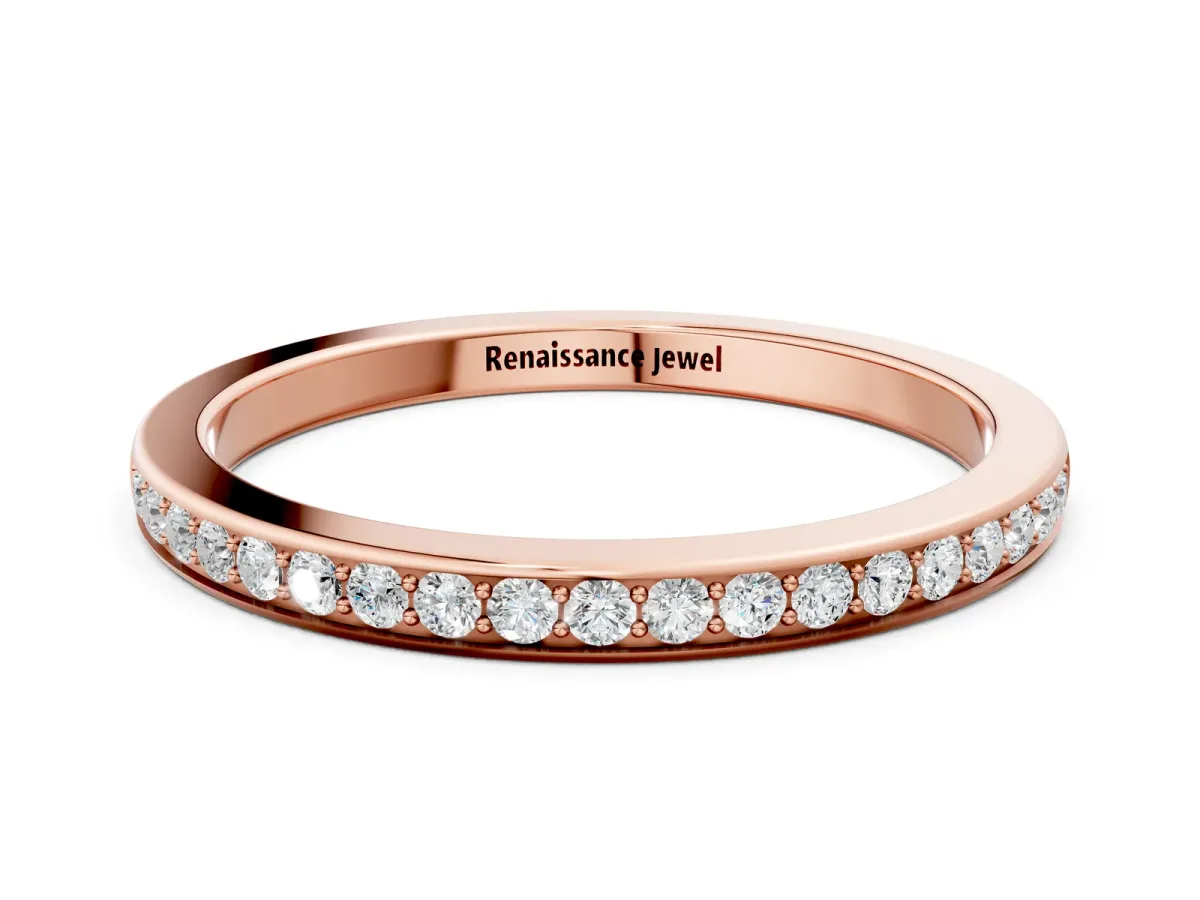 Round Diamond Pavé Set Half-Eternity Band Rose gold