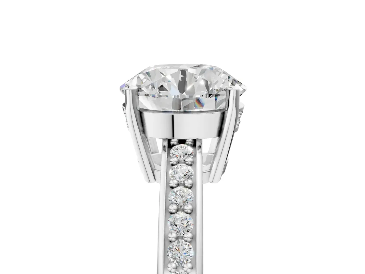 Asscher Cut Solitaire Pavé Band Prong Setting Ring Platinum