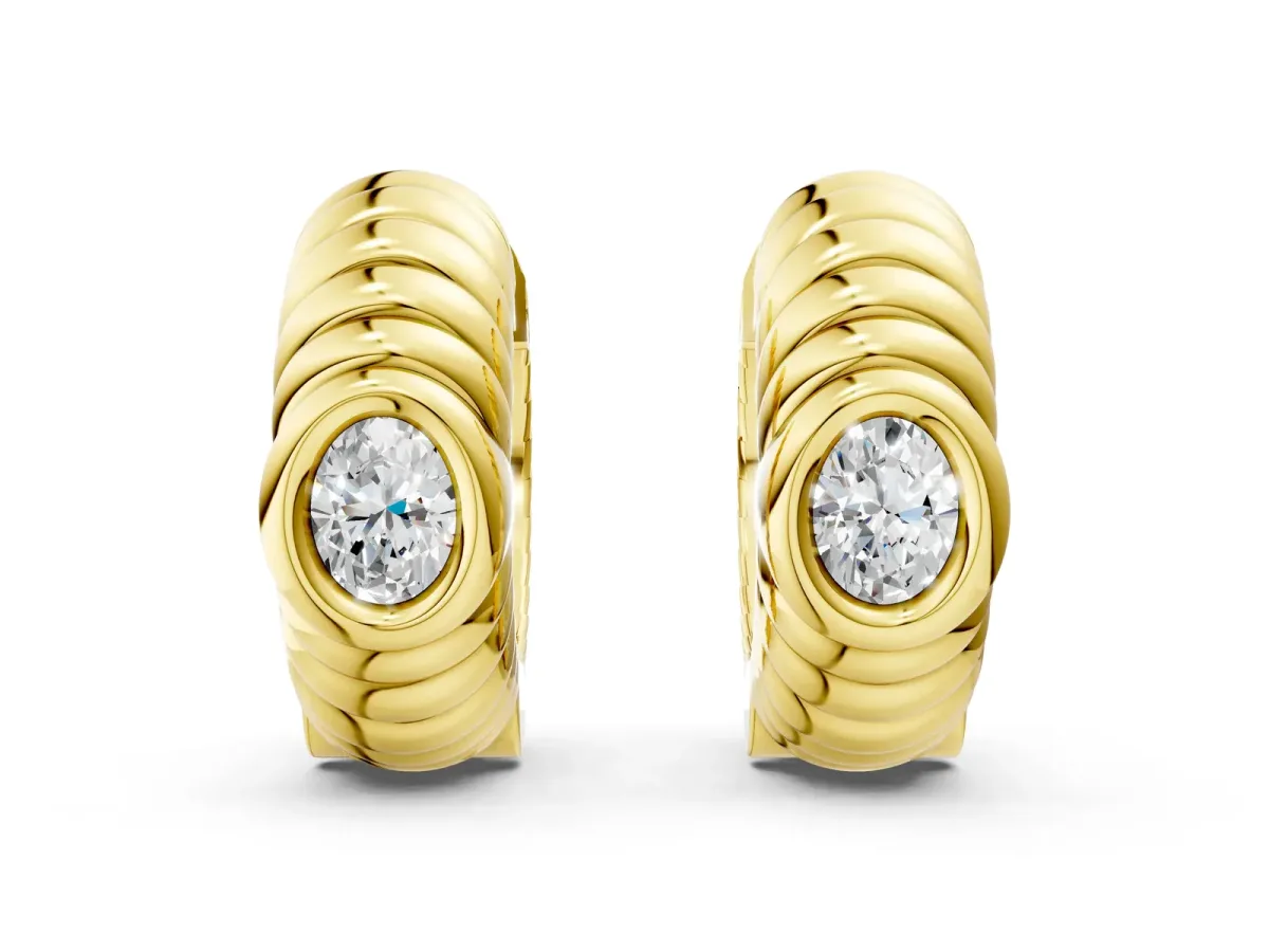Oval Diamond Vera Hoop Earrings Yellow gold