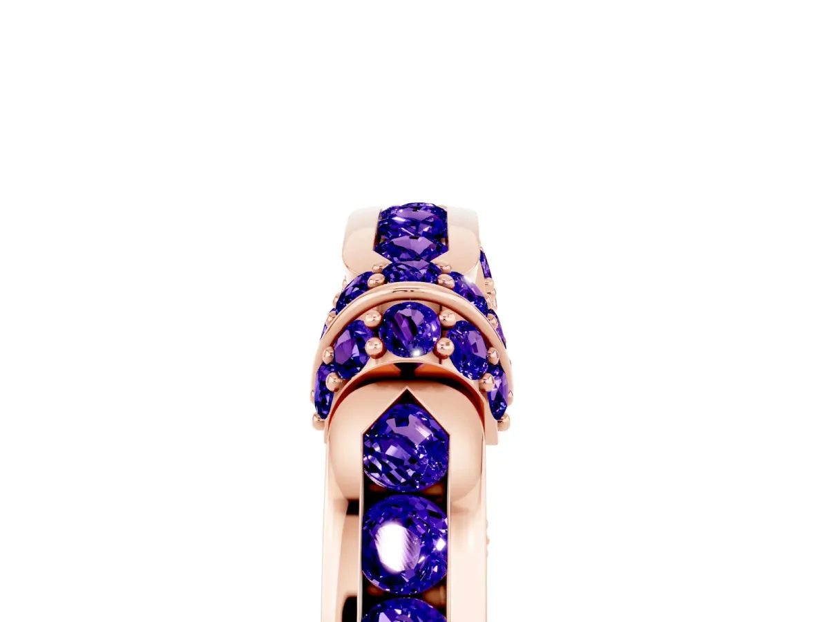 Pavé Round Tanzanite Link Band with Bezel Setting Rose gold