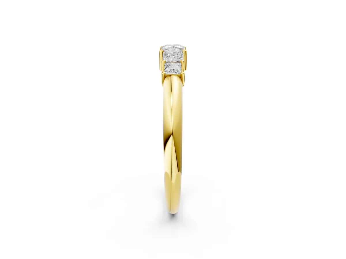 Princess Cut Five-Stone Prong Set Diamond Band Yellow gold