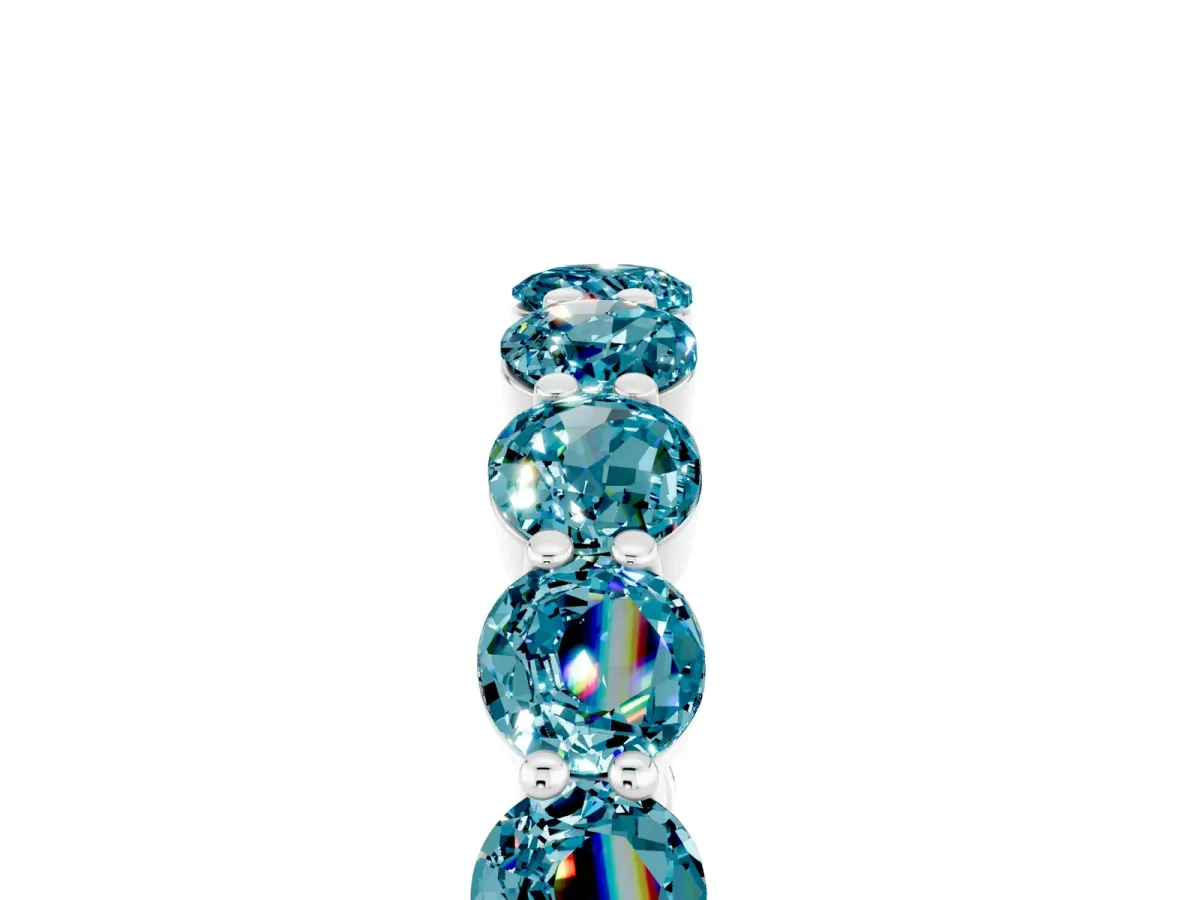 Round Blue Topaz Eternity Band with U-Prong Setting Silver