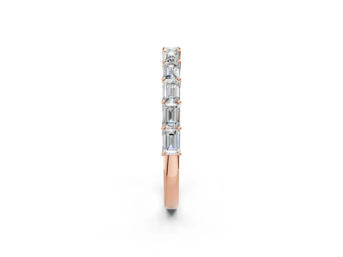 Emerald Cut Diamond Single Row Wedding Band Rose gold