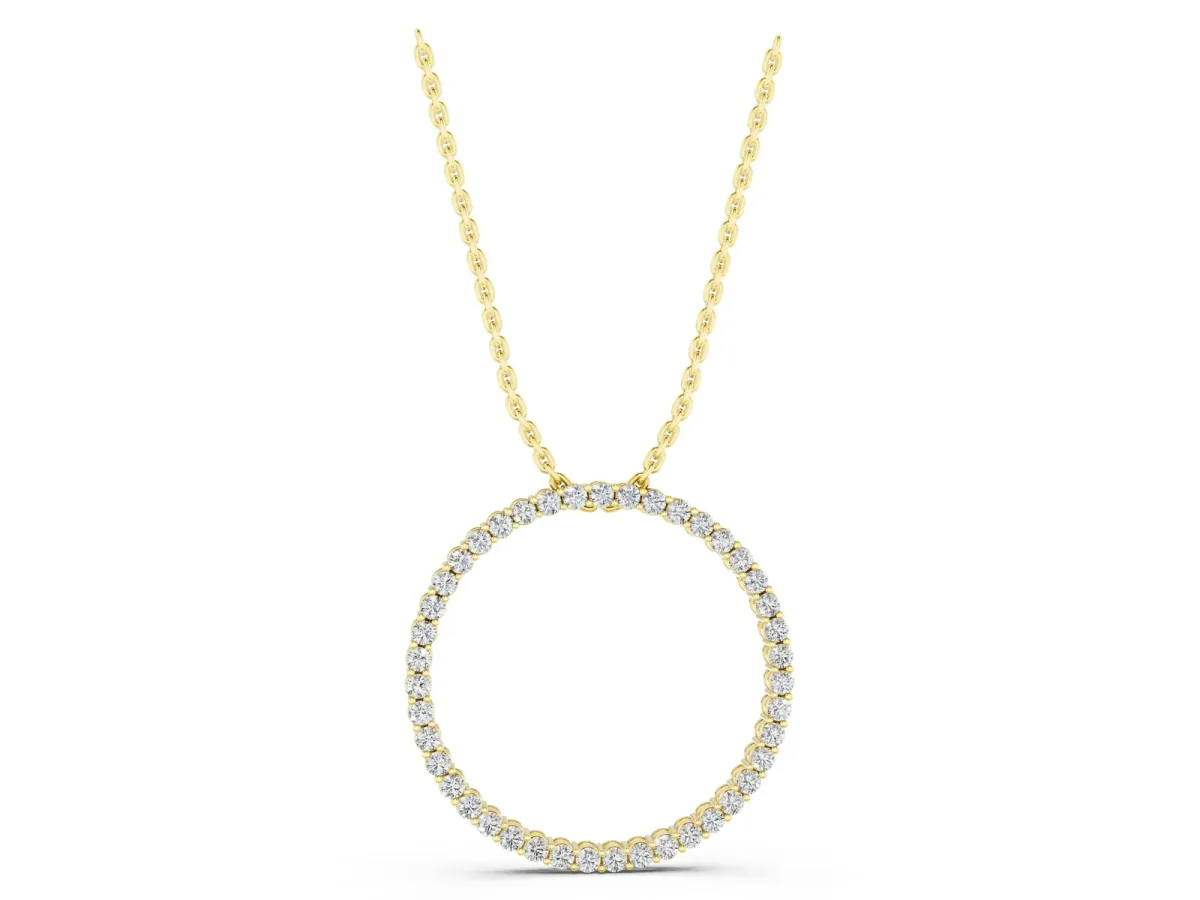 Round Cut Diamond Prong Set Eternity Pendant Yellow gold