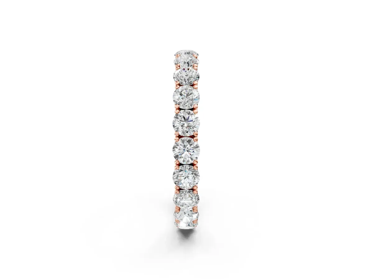 Round Diamond Eternity Band with Pavé Setting and Shared Prong Rose gold
