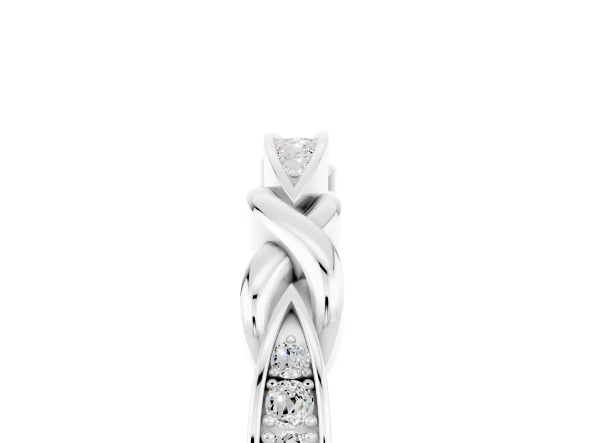 Twisted Marquise Moissanite Pavé Band with Shared Prong Setting Silver