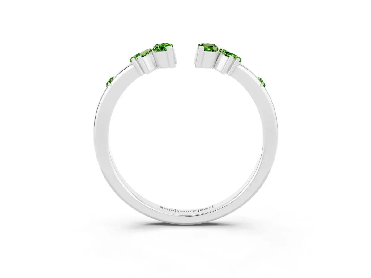 Open Marquise Cluster Peridot Band with Prong Setting Silver