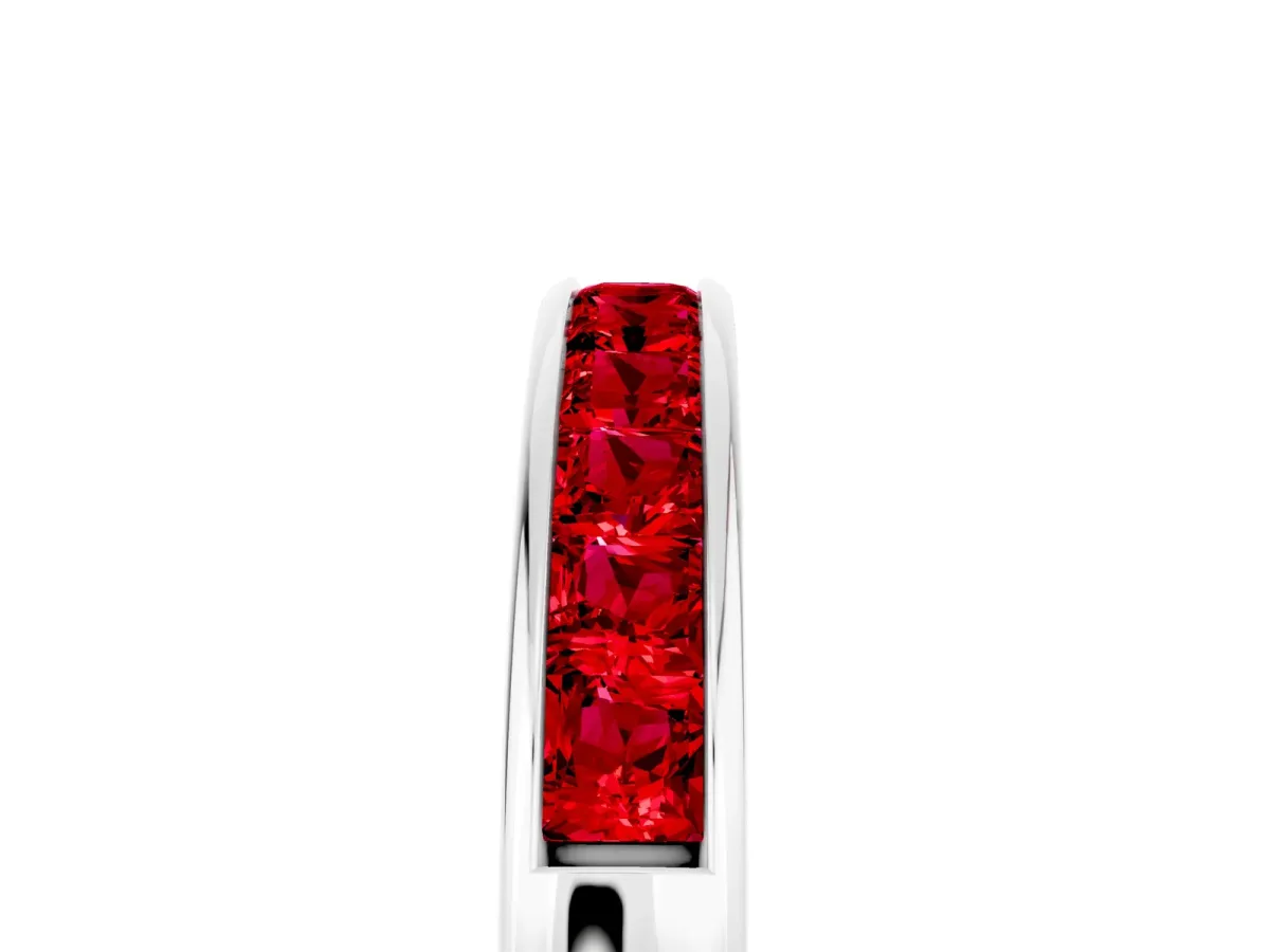 Channel Set Princess Cut Ruby Eternity Band Platinum