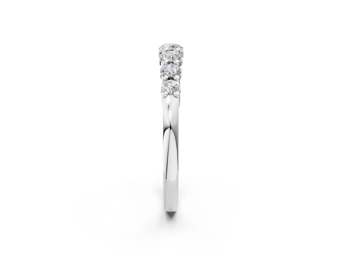 Round Diamond Prong-Set Half-Eternity Band Silver