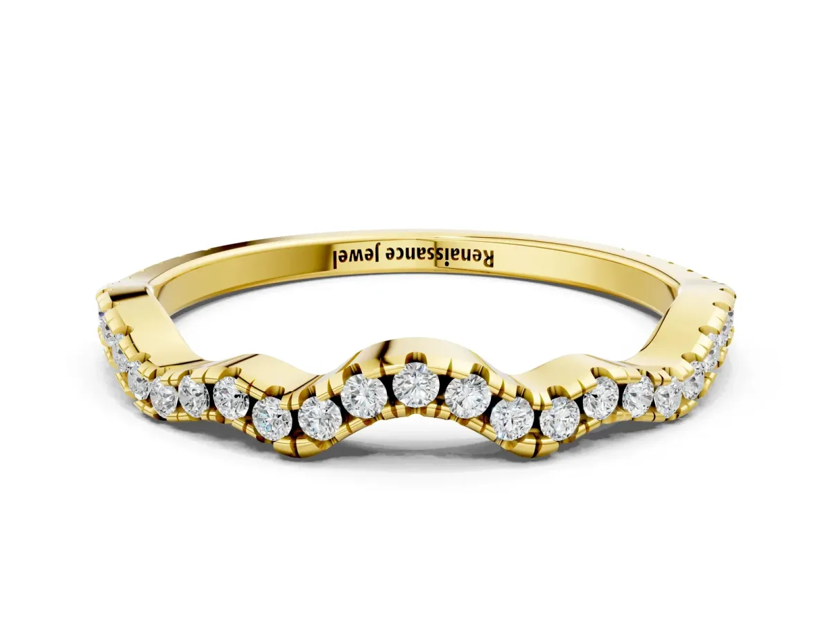 Pavé Round Diamond Curved Eternity Band Yellow gold