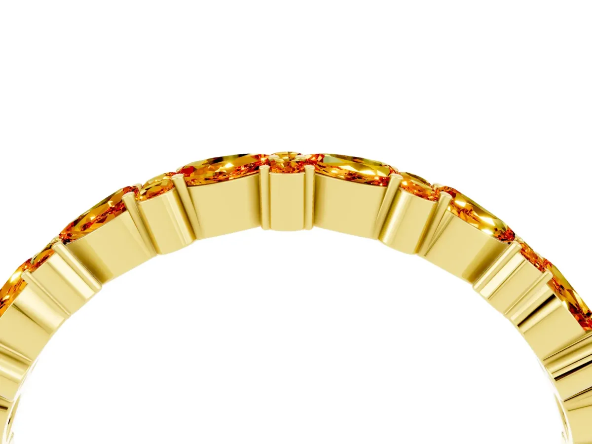 Pear and Round Citrine Wedding Band Yellow gold
