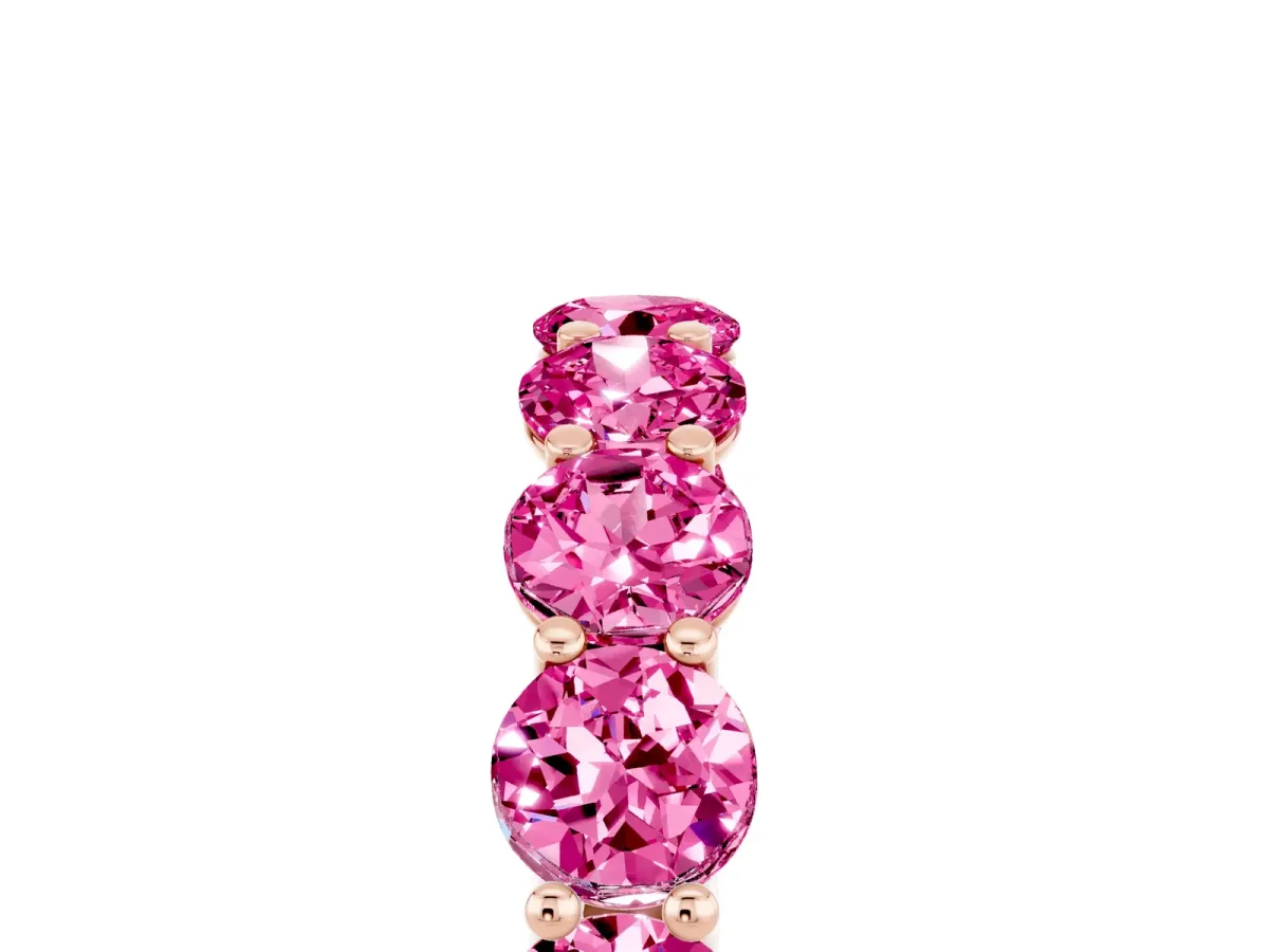 Round Pink Sapphire Shared Prong Eternity Band Rose gold