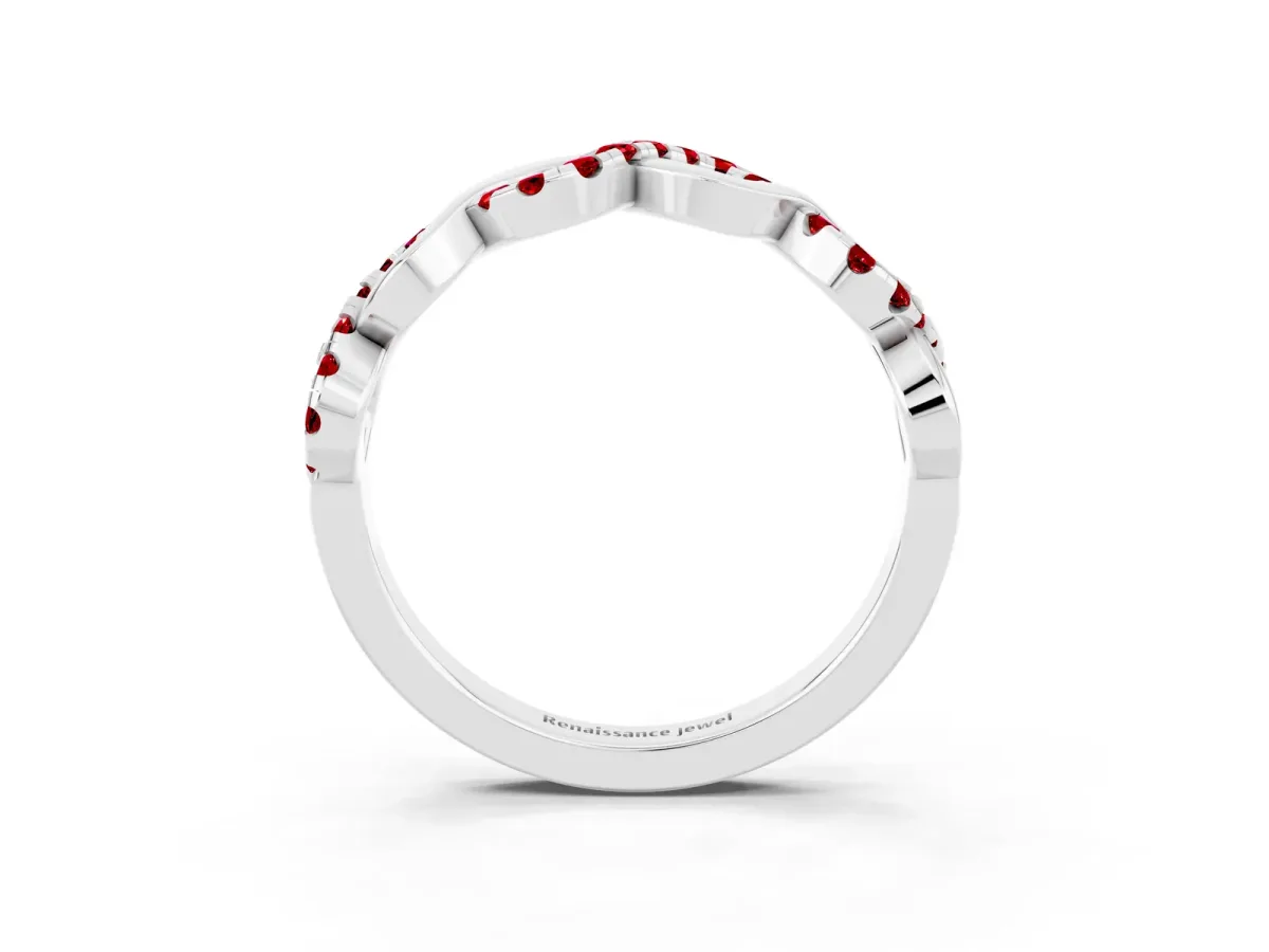 Twist Infinity Round Ruby Band with Pavé Setting Platinum